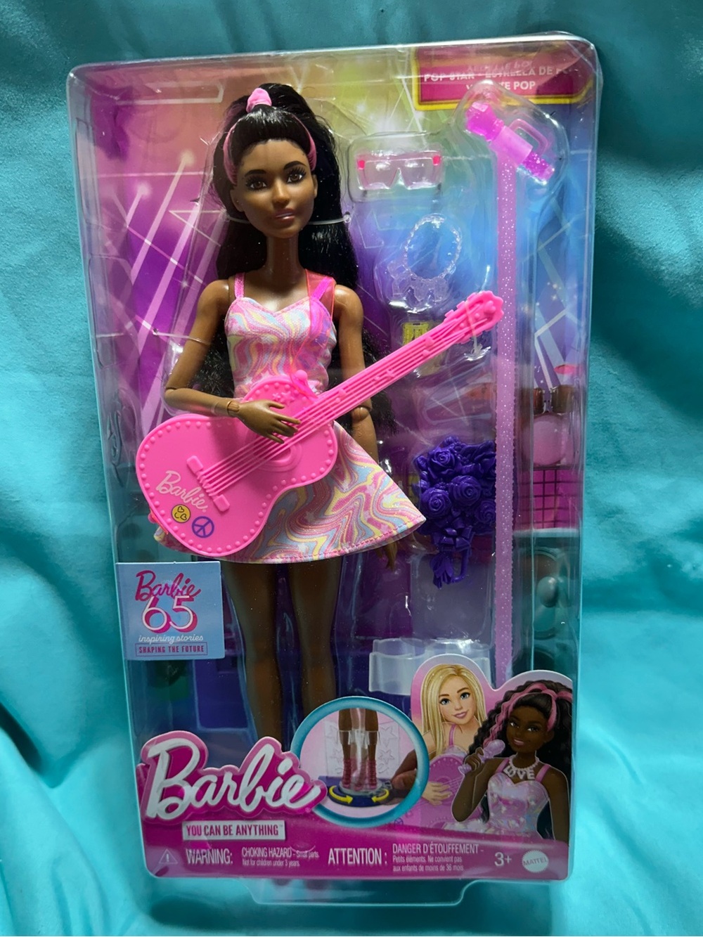 Barbie - 65th Anniversary - Pop Star Doll with Hot Pink Guitar - Pastel Dress